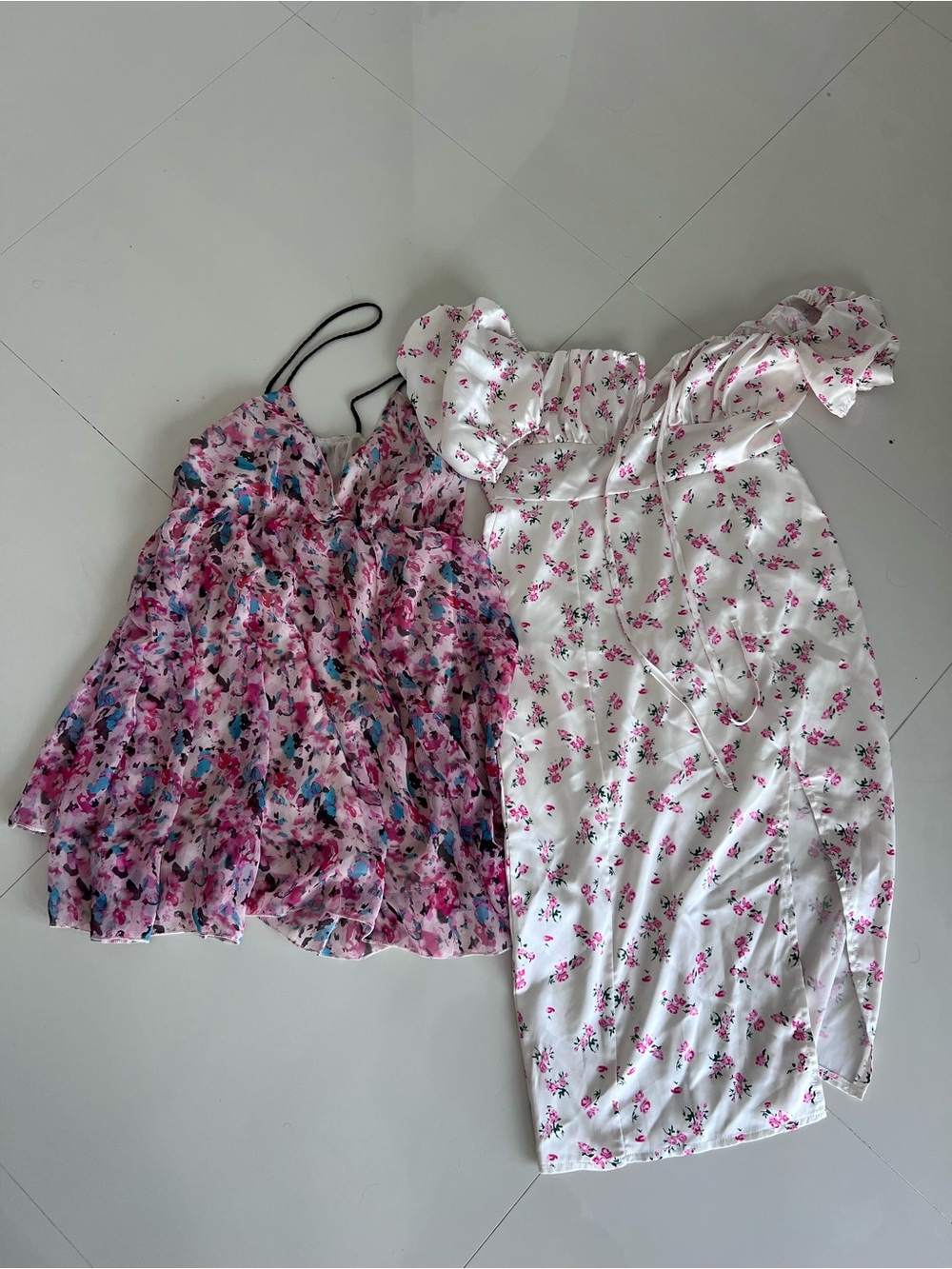 Girls' Pink Floral Dress - White & Pink Floral Options